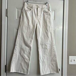 We the Free White Button Fly Wide Flared Raw Edge Women’s Jeans Size 28